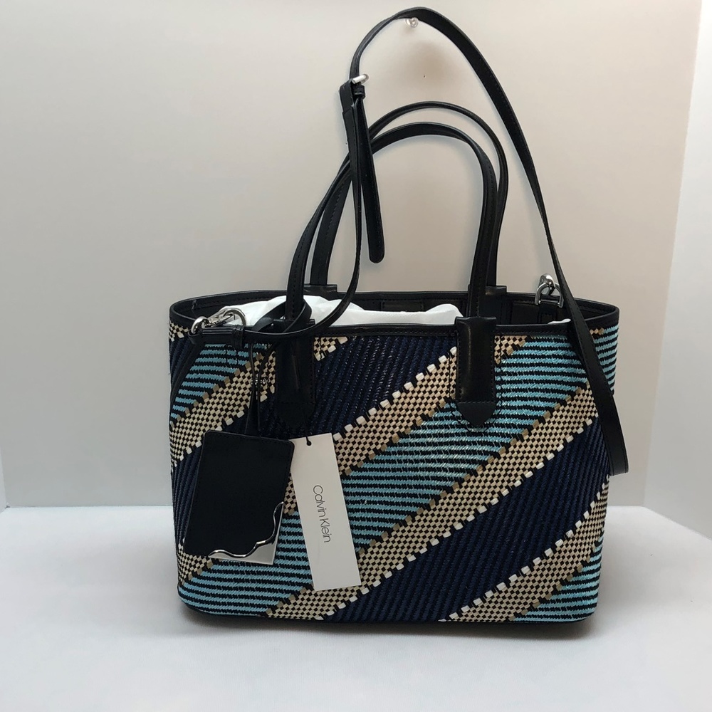 Calvin Klein Jacky Raffia Straw Tote NWT